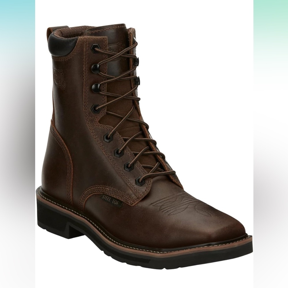 Mens 8” Square Toe Steel Toe Work Boots